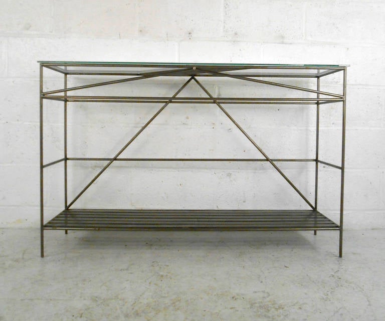 Mid-Century Modern Unique Modern Iron and Glass Hall Table