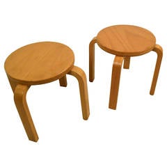 Mid Century Pair of Blonde Bentwood Stacking Tables 1