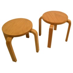 Mid Century Pair of Blonde Bentwood Stacking Tables