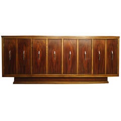Mid-Century Walnut and Oak Curved Front Server