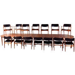 Massive Mid-Century Teak Conference Table with Eric Buck Dining Chairs 7