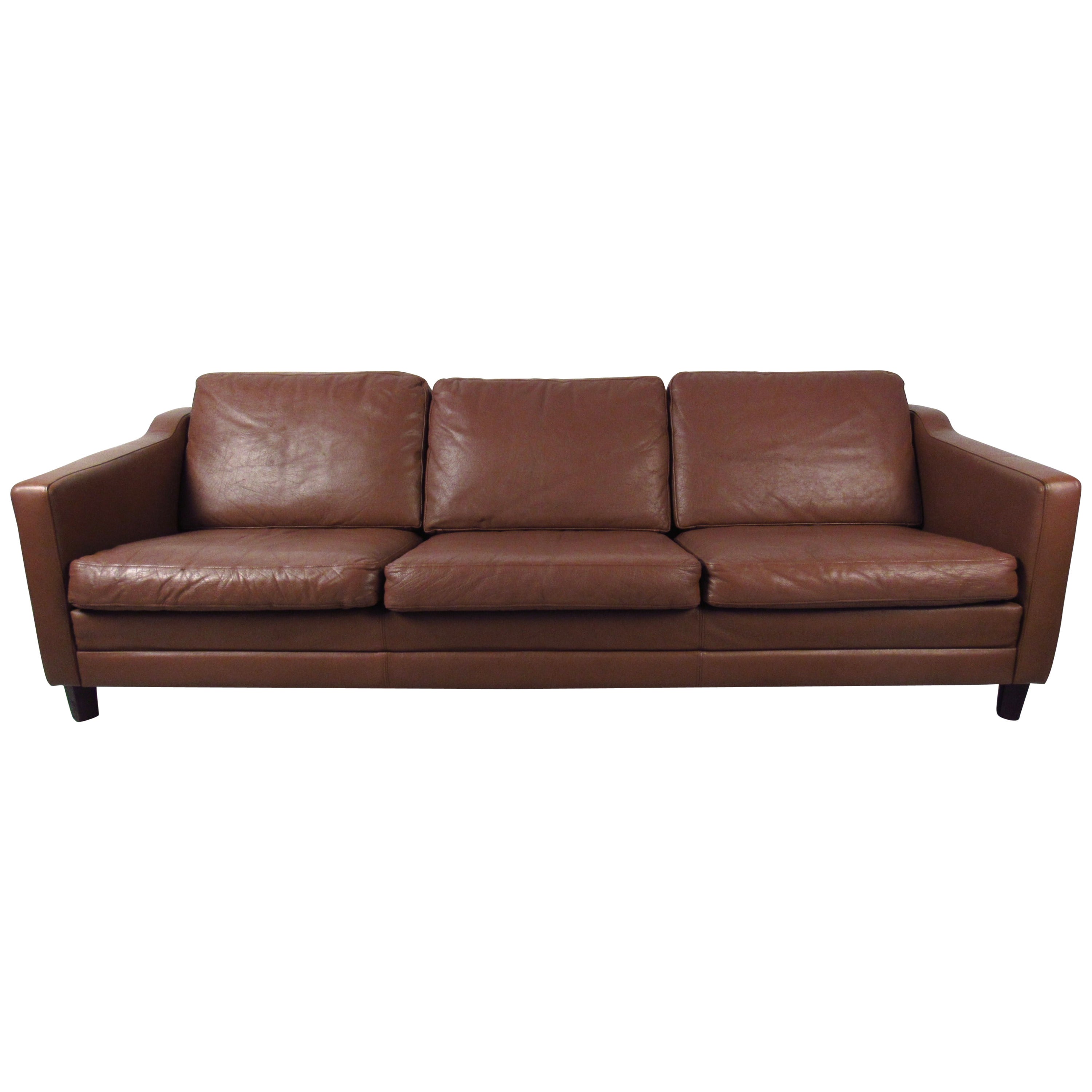 Vintage Leather Sofa in the Style of Børge Mogensen