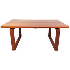 Unique Danish Teak Sled-Leg Dining Table