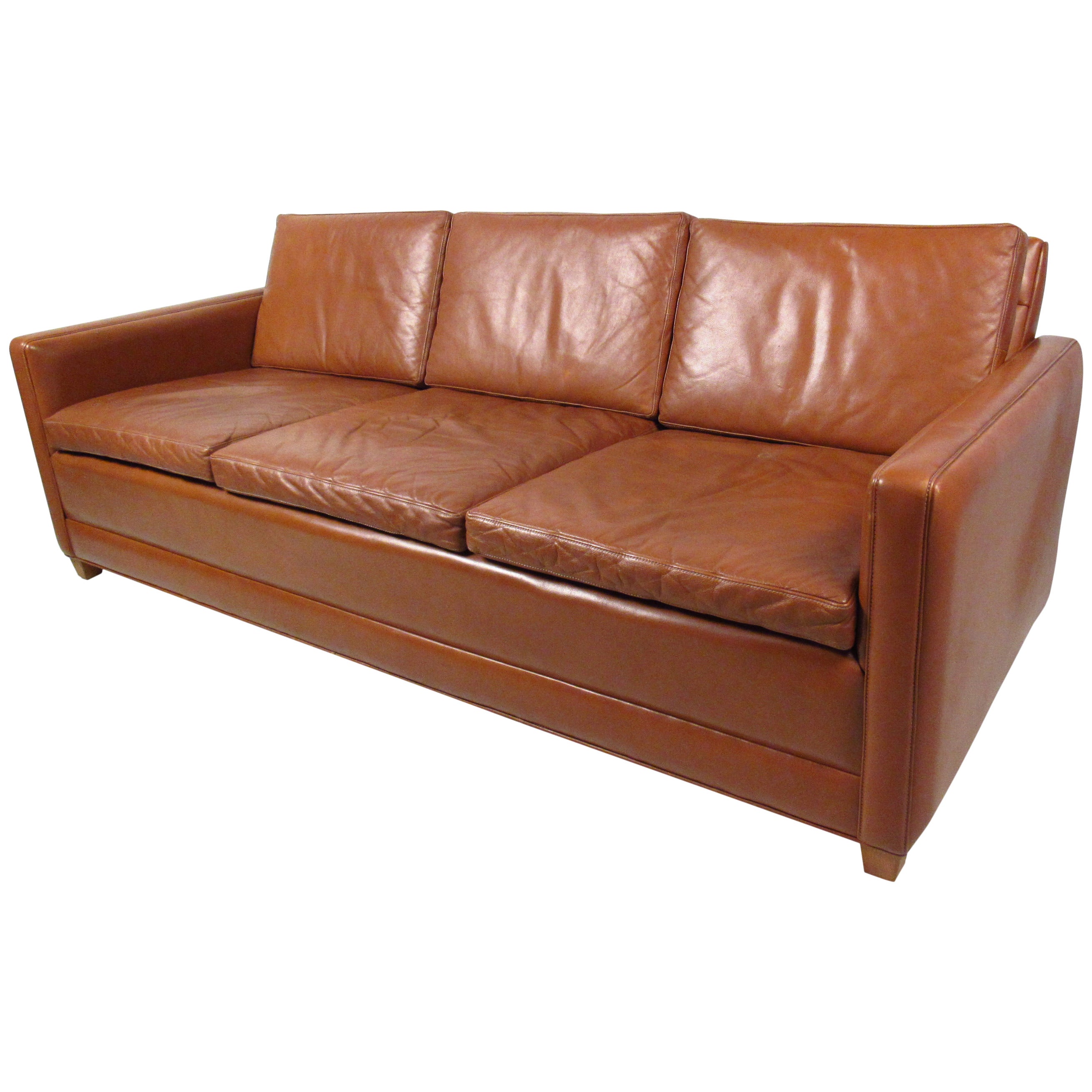 Vintage Leather Sofa in the Style of Borge Mogensen