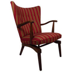 Unique Midcentury Sculpted Walnut Spring Rocker 5