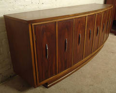 Mid-Century Walnut and Oak Curved Front Server