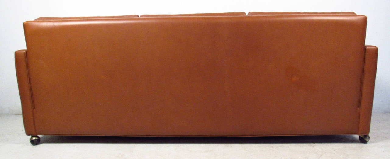 Mid-Century Modern Vintage Leather Sofa in the Style of Borge Mogensen