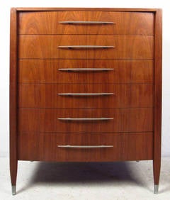Vintage American Walnut Dresser with Chrome Accenting by Sligh Furniture