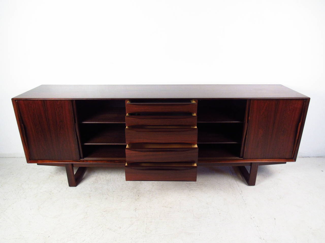Exquisite Mid-Century Rosewood Sled Leg Sideboard by Arne Vodder