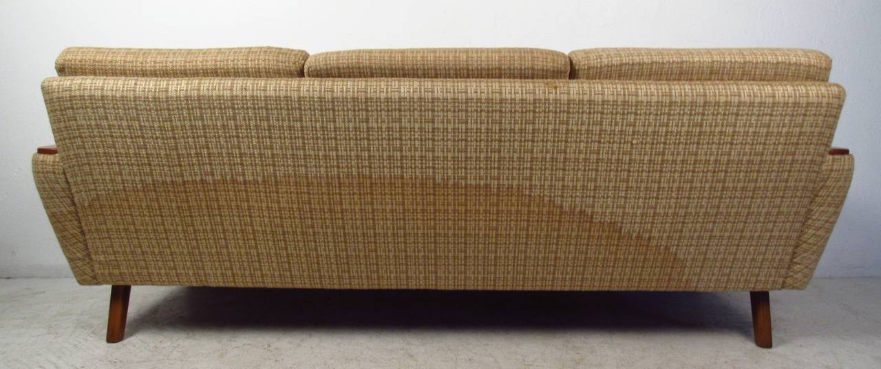 Danish Vintage Three-Seat Sofa With Teak Armrests