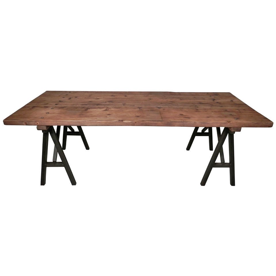 Large Industrial Style Table at 1stDibs