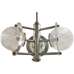 Mid-Century Italian Hanging Lamp w/ Glass Globes