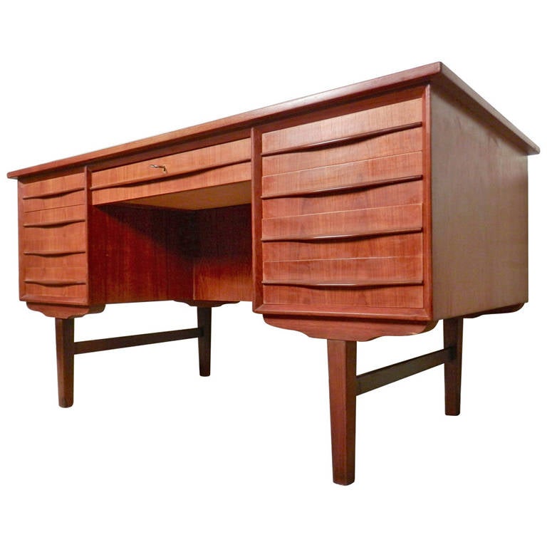 Magnificent Double Sided Mid Century Danish Desk at 1stdibs