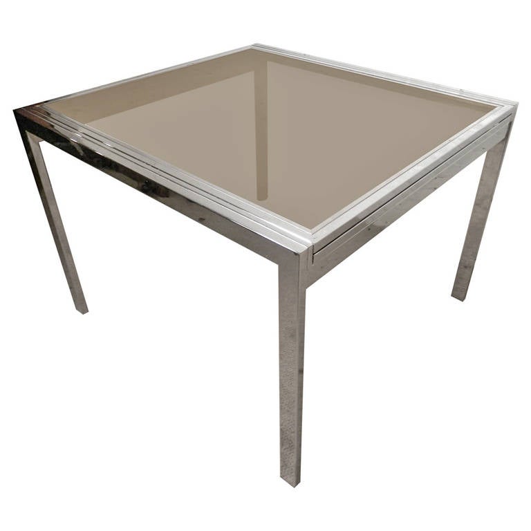 Sleek modern style chrome table made by DIA in the streamlined style of Milo Baughman. Measures 42