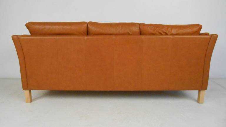 Danish Scandinavian Modern Leather Sofa
