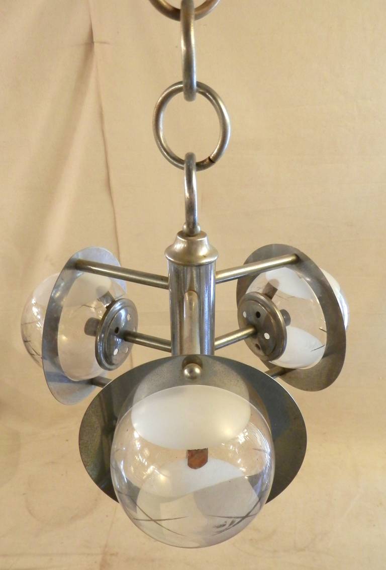 Mid-Century Italian Hanging Lamp w/ Glass Globes In Good Condition In Brooklyn, NY