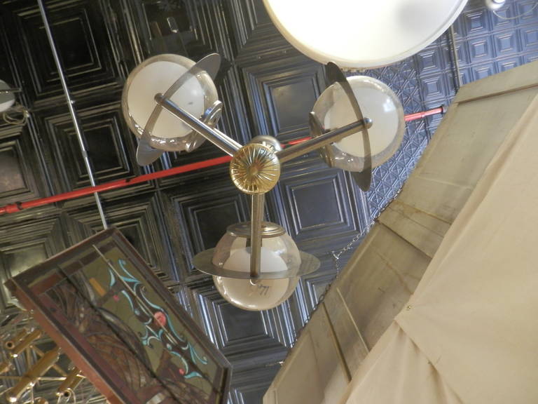 Mid-Century Italian Hanging Lamp w/ Glass Globes 5