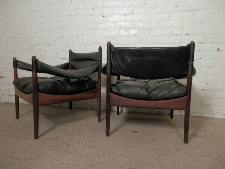 Kristian Vedel Mid-Century Rosewood and Leather Chairs 4