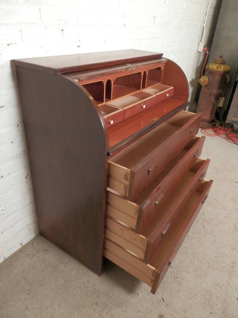Danish Mid-Century Rosewood Roll Top Dresser 4