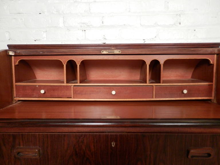 Danish Mid-Century Rosewood Roll Top Dresser 5