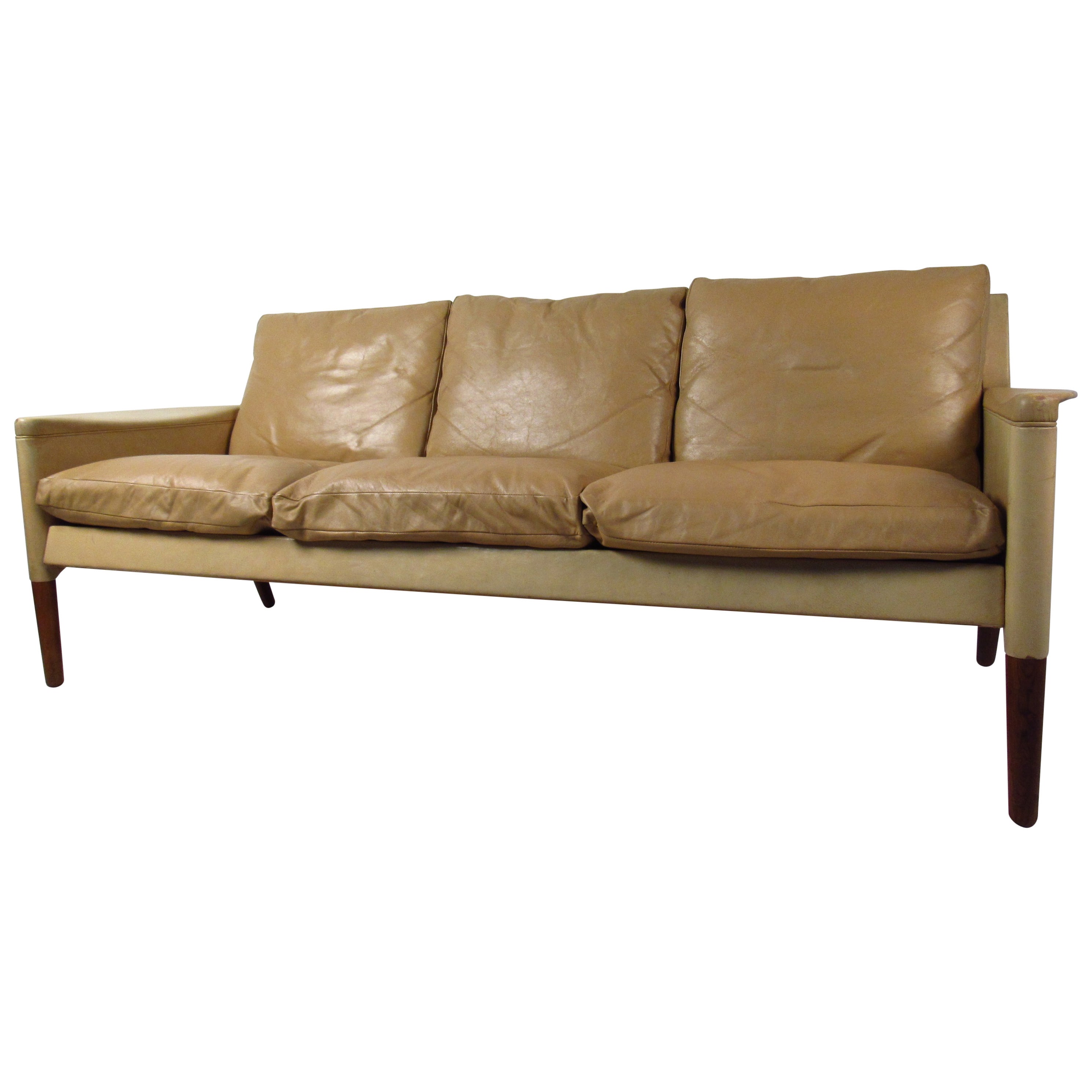 Vintage Danish Leather Sofa For Sale at 1stDibs