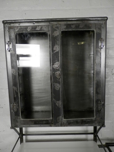 American Early To Mid Century Industrial Metal Dental Cabinet