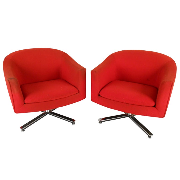 Mid-Century Modern Swivel Club Chairs