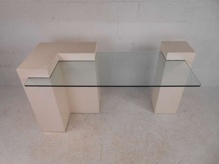 American Decorator Modern Glass Top Desk
