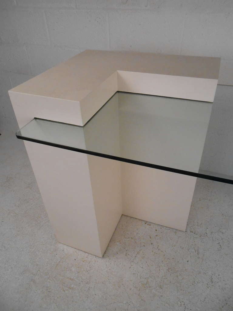 Decorator Modern Glass Top Desk at 1stDibs