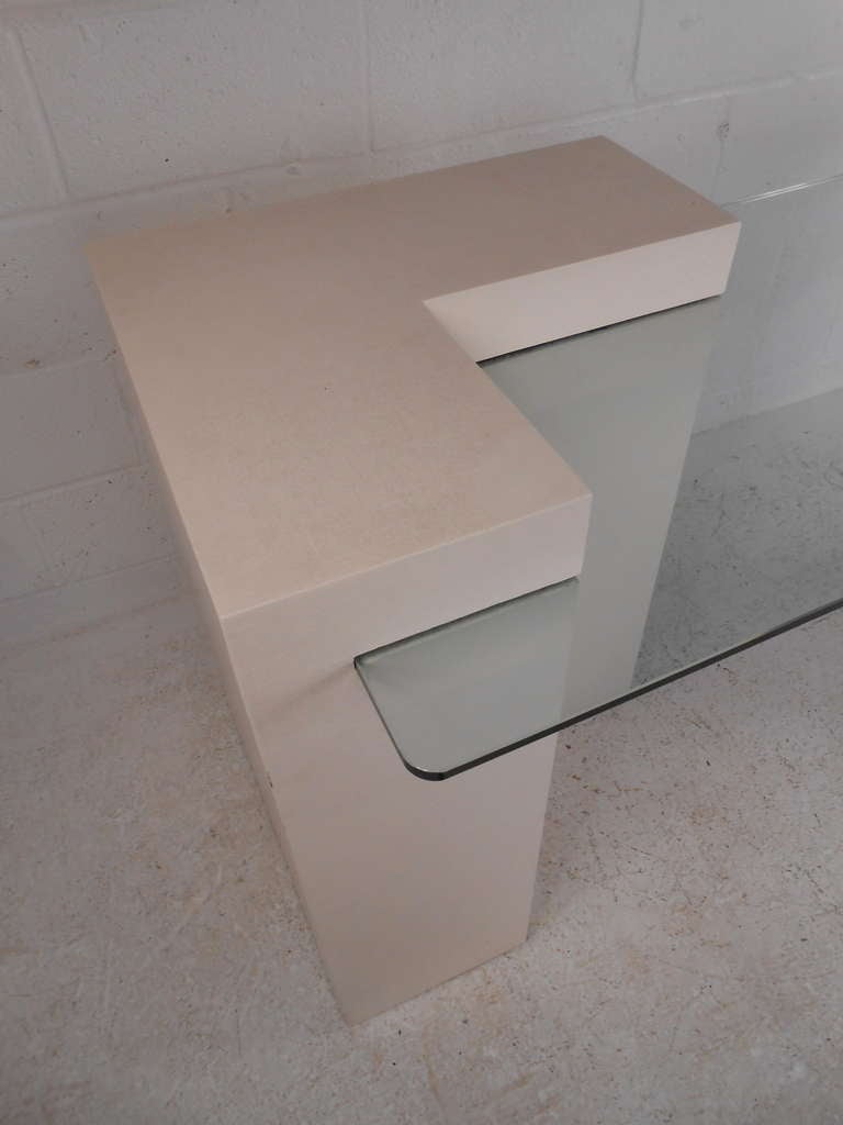 Decorator Modern Glass Top Desk at 1stDibs