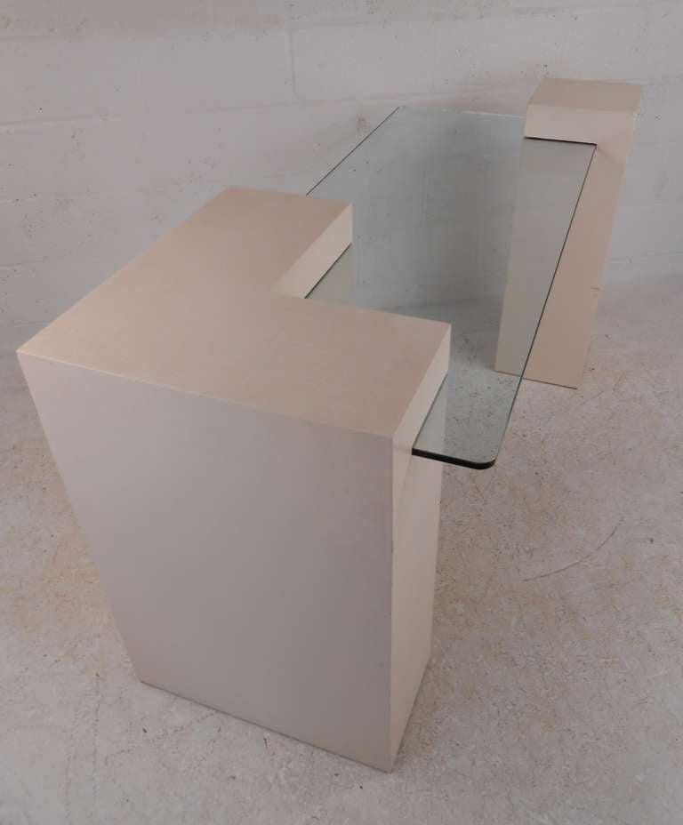 Decorator Modern Glass Top Desk at 1stDibs
