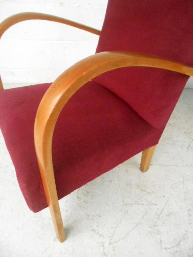 Mid-Century Modern Italian Modern Bentwood Armchairs w/ ottoman
