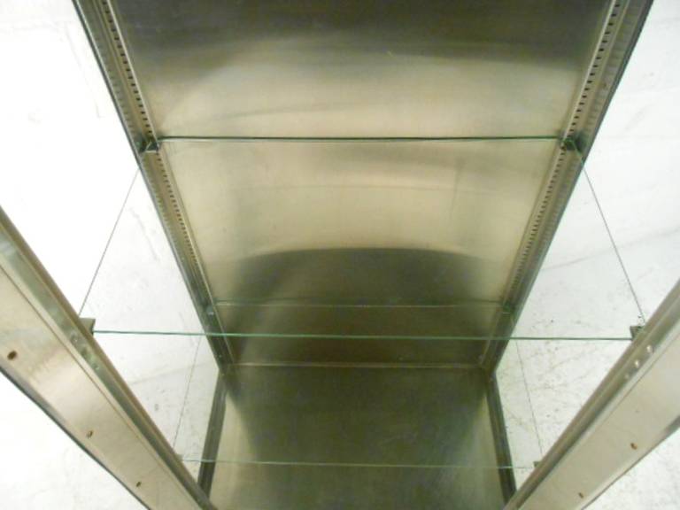 metal display cabinet with glass doors