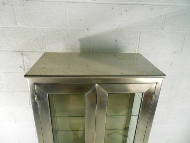 20th Century Vintage Industrial Metal Display Cabinet