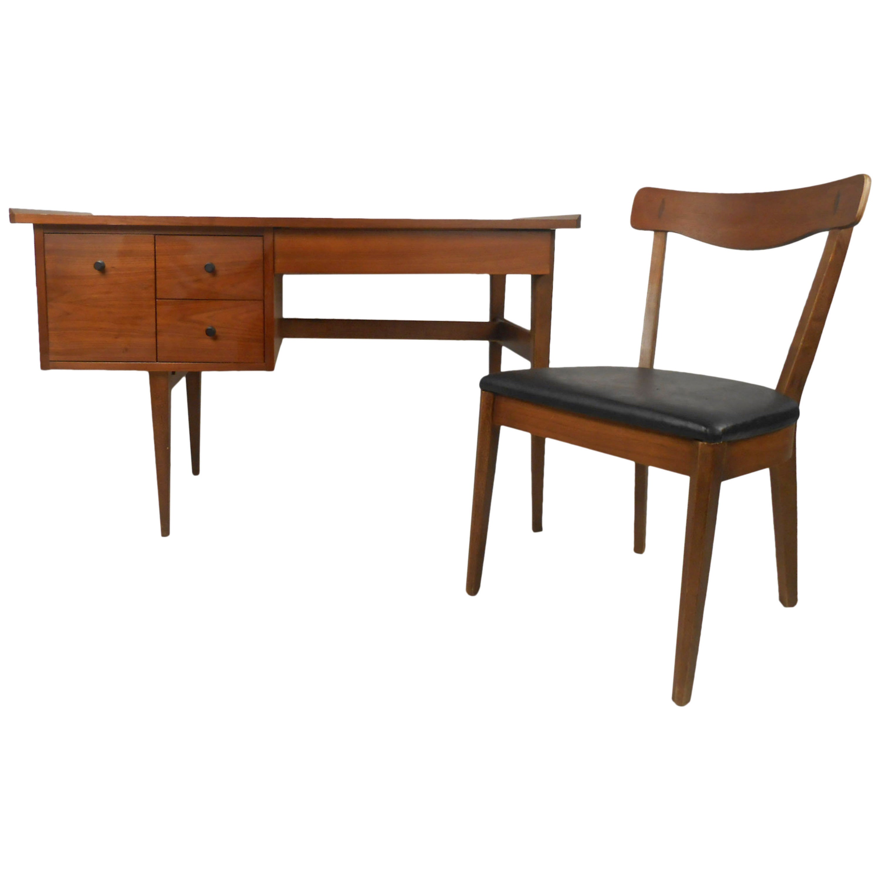 Mid-Century Writing Desk and Chair by American of Martinsville