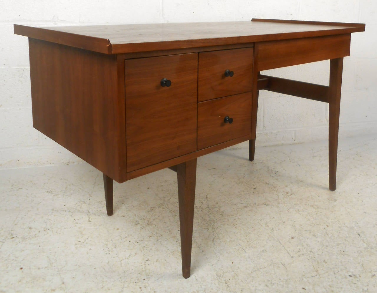 Walnut Mid-Century Writing Desk and Chair by American of Martinsville