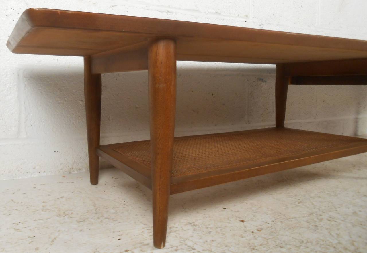 Mid-20th Century Lane Coffee Table with Drawer and Shelf