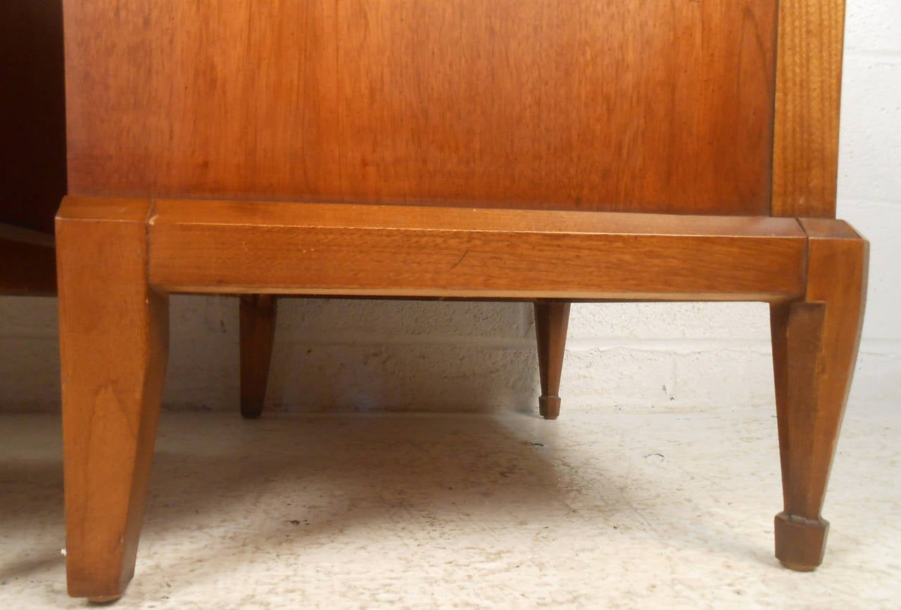 Pair of Midcentury Cane Front Nightstands For Sale at 1stDibs