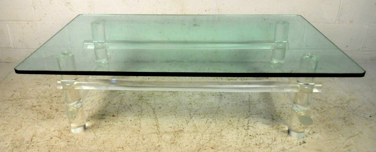 MidCentury Modern Lucite Base Coffee Table by Les Prismatiques For
