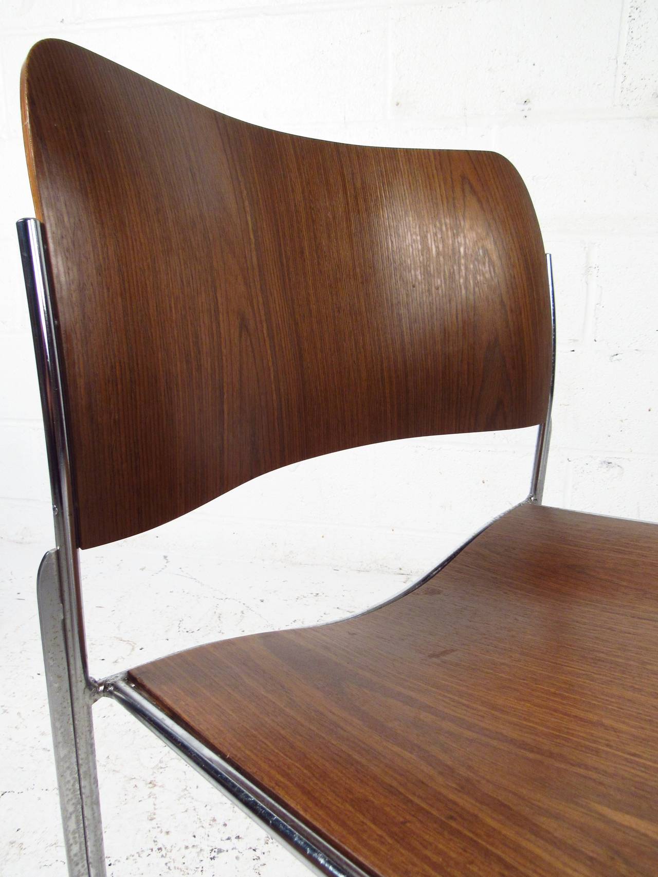 American Set of Midcentury 40/4 Stackable Chairs by David Rowland