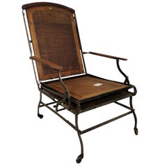 Antique Rare Industrial Metal 
Wicker Recliner