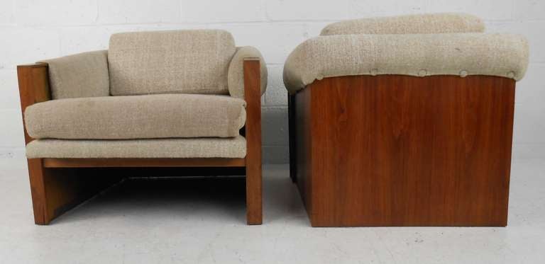 American Pair of Brutalist Lounge Chairs