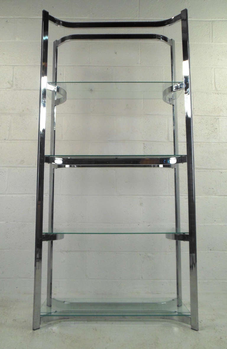 chrome and glass etagere