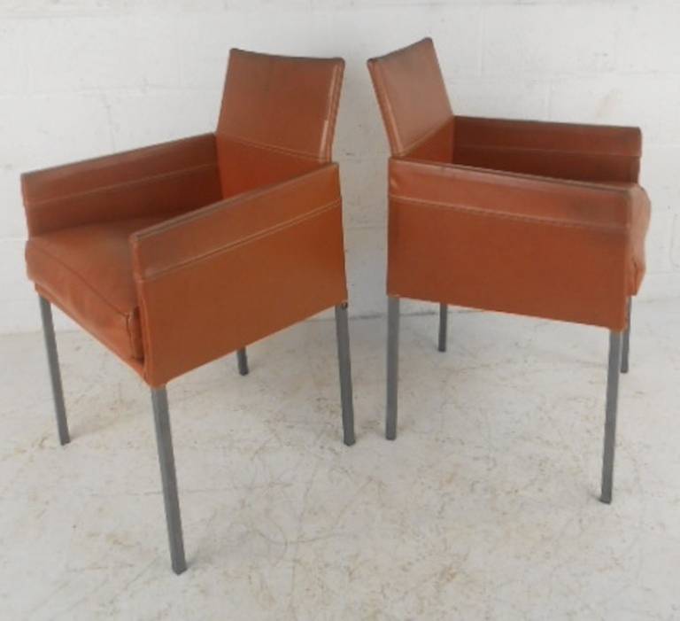 German Leather Side Chairs by Karl Friedrich Forster