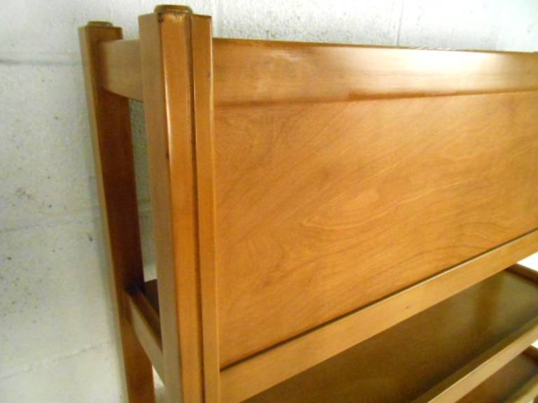 Mid-20th Century Unique Mid-Century Modern Two Piece Maple Bookshelf