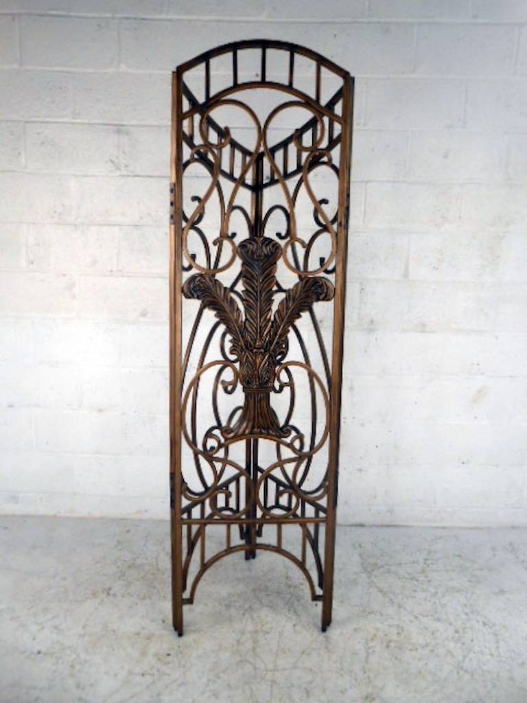 Hollywood Regency Beautiful Ornate Steel Decorator's Screen For Sale