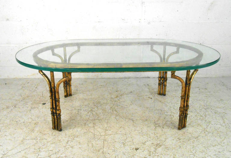 Hollywood Regency Mid-Century Modern Faux Bamboo Coffee Table