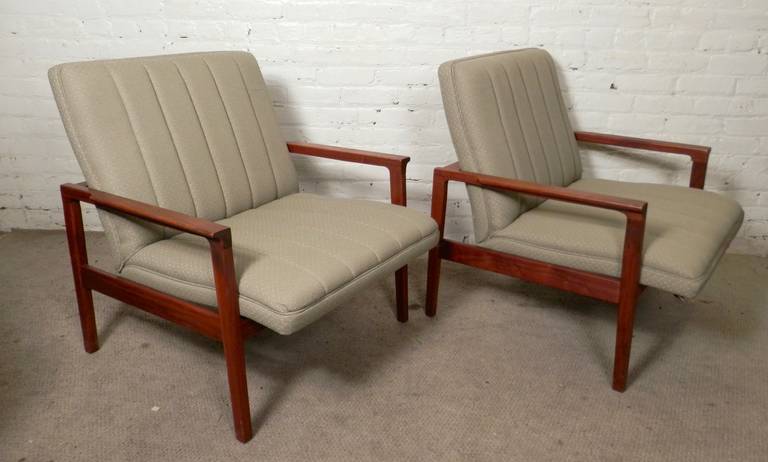 Danish Mid-Century Modern Teak Frame Arm Chairs For Sale