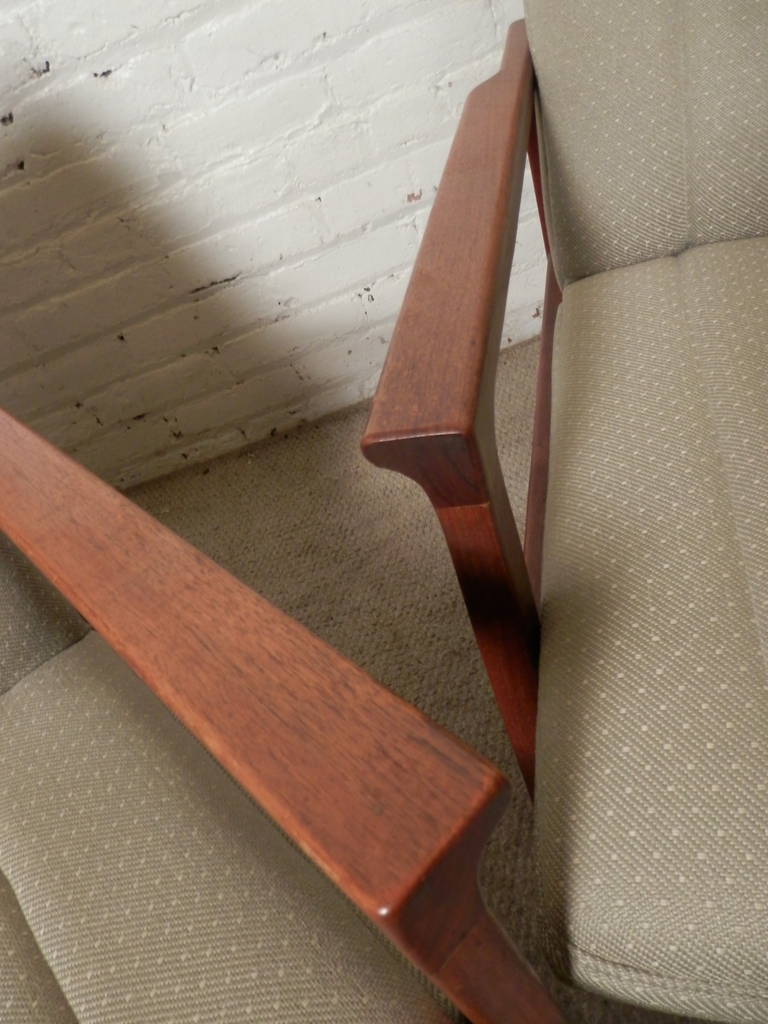 Mid-Century Modern Teak Frame Arm Chairs In Good Condition For Sale In Brooklyn, NY