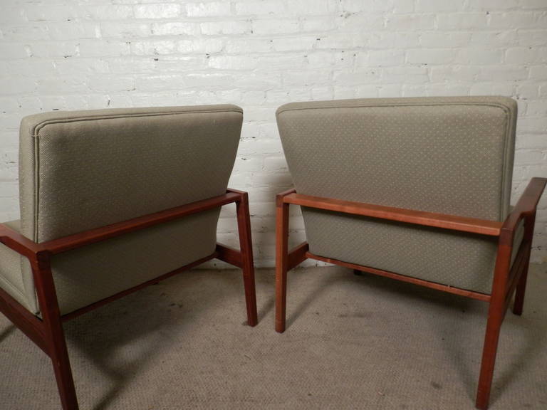 Mid-Century Modern Teak Frame Arm Chairs For Sale 2